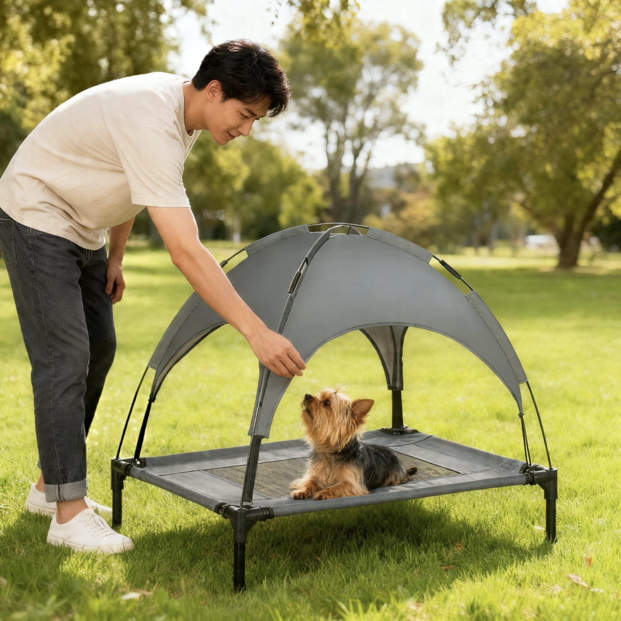Elevated Dog Bed with Removable Canopy