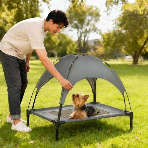 Elevated Dog Bed with Removable Canopy